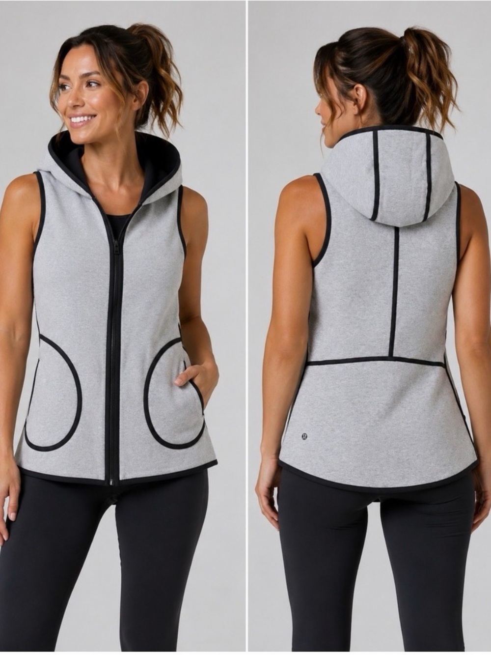 Lululemon Women’s Heather Gray Reversible Zip Hoodie Vest
